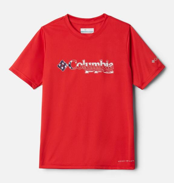 Columbia PFG T-Shirt Red For Boys NZ70963 New Zealand